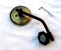 3" Round Mini Mirror, Ant. Brass Head, Black Stem & mount Clamp